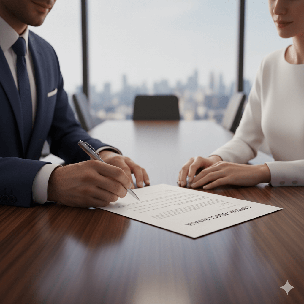 Contrato sendo assinado